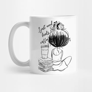 I Just Need My Books & Coffee - Cute Line Art Mug